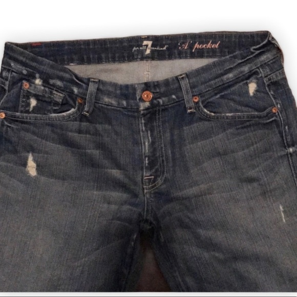 41. 7 FAM A-Pocket Jeans Blue Sz 32 Bootcut - Picture 7 of 9